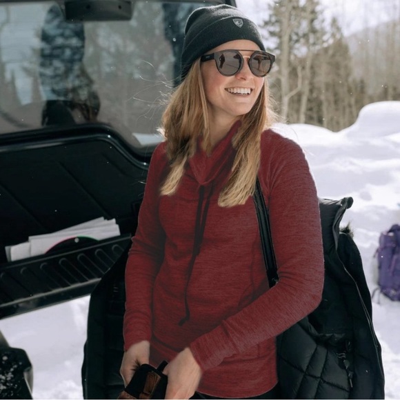 Kuhl Sweaters - Kuhl Womens XS Heathered Red Long Sleeves Cowl Neck
Pullover Lea Sweater Pockets